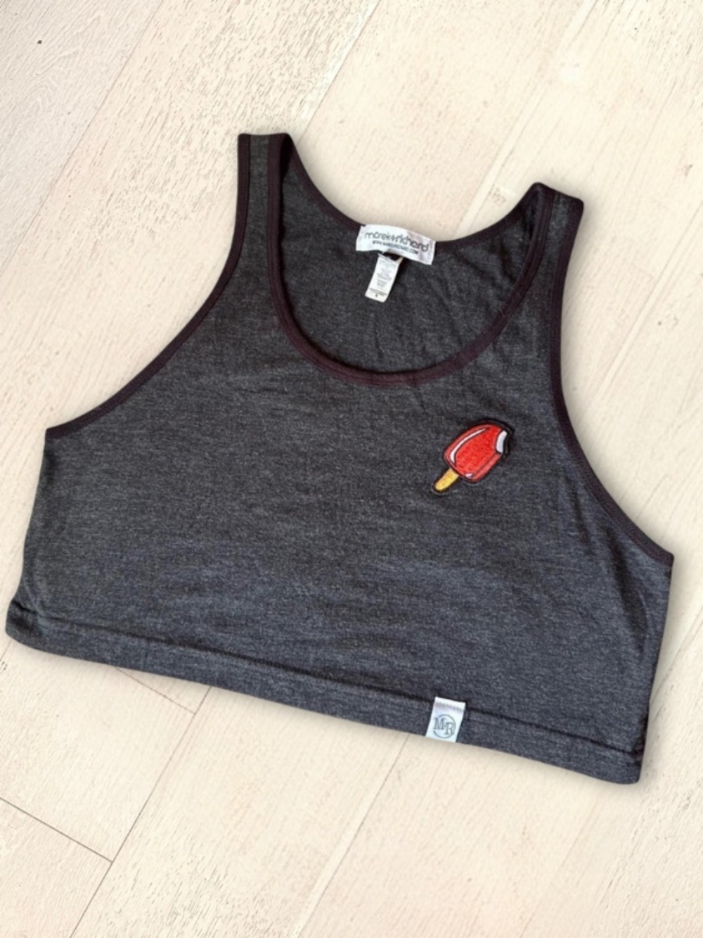 Gray Cotton Crop Top Tank Small Casual